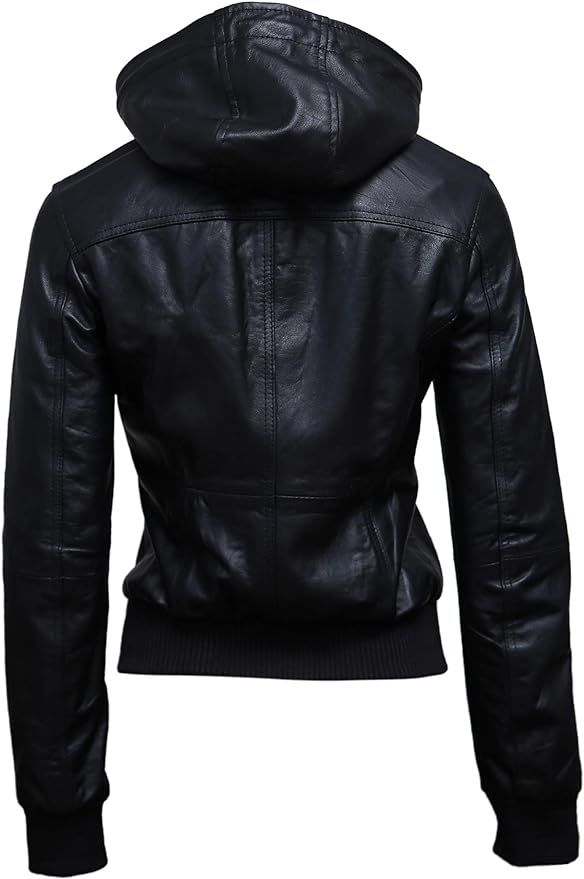 Hooded Leather Moto Jacket w Removable Leather Hood [LADIES] product image (3)