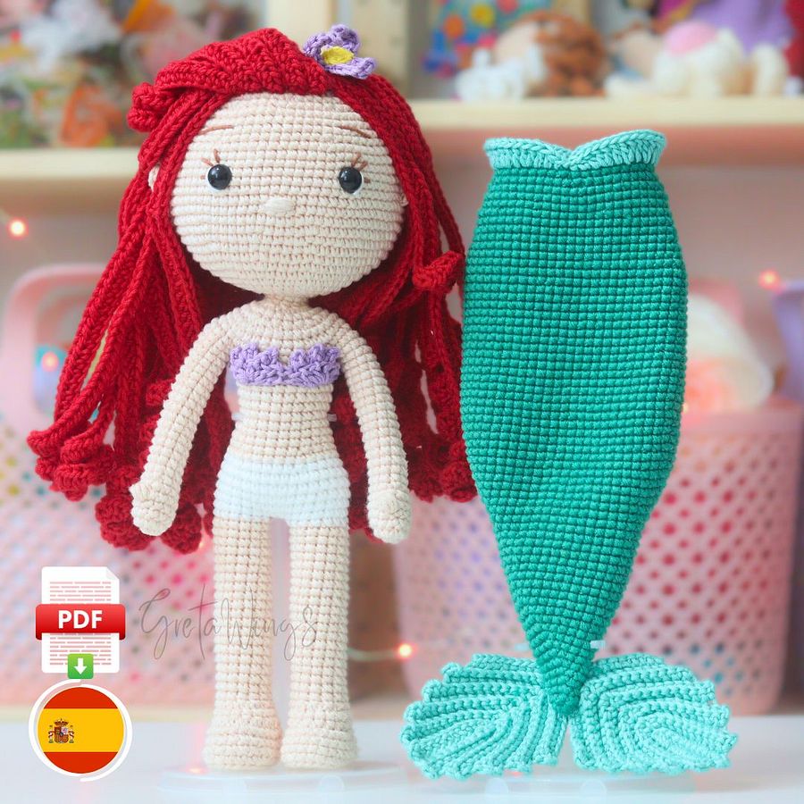 Patrón Amigurumi de Ariel – Versión Sirena (Descarga Digital) product image (1)