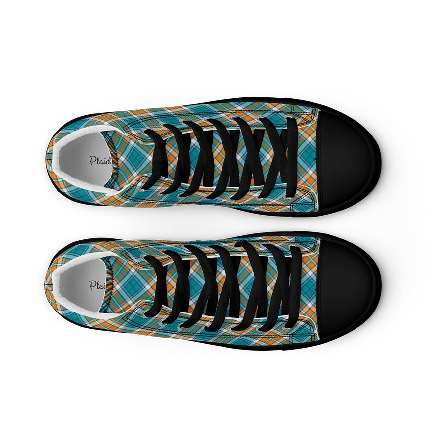 Turquoise and Orange Sporty Plaid Men's High Top Shoes product image (15)