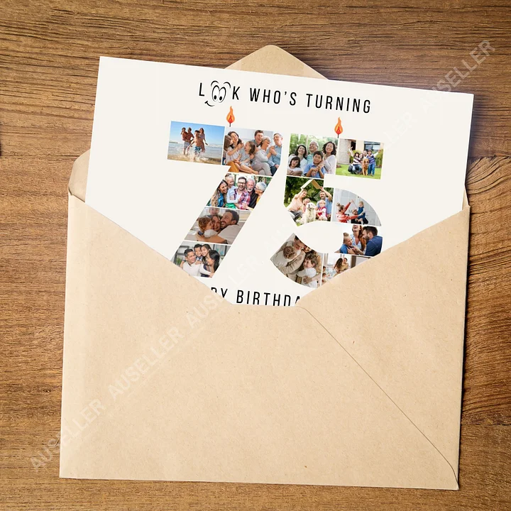 75th Birthday Number Photo Card Canva Template product image (2)