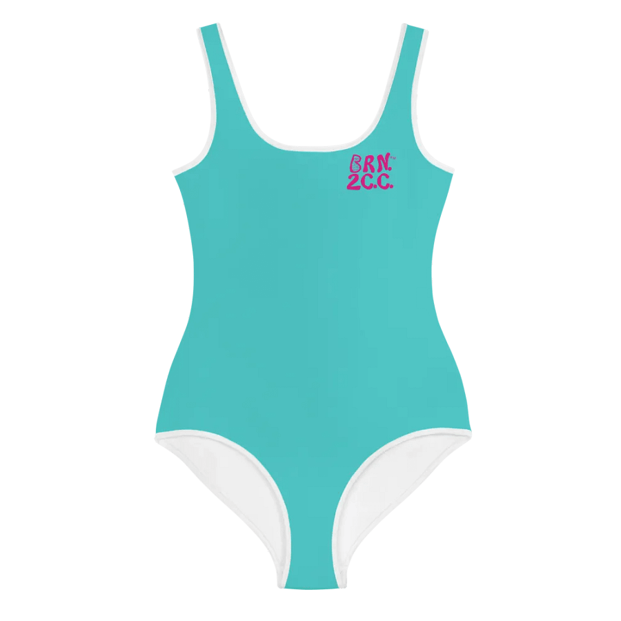 💖Girls' | Youth | BRN.2C.C.™ | Dark Turquoise Swimsuit 👙| Pink Logos product image (2)