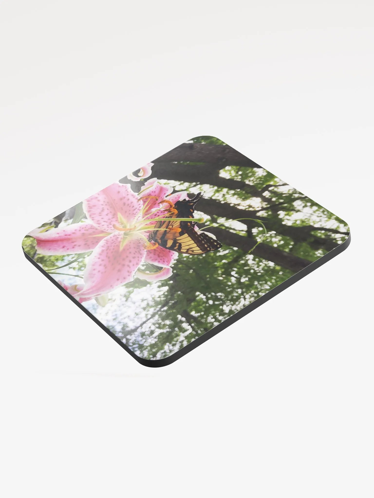 Butterfly on Pink Tiger Lily Coaster product image (3)