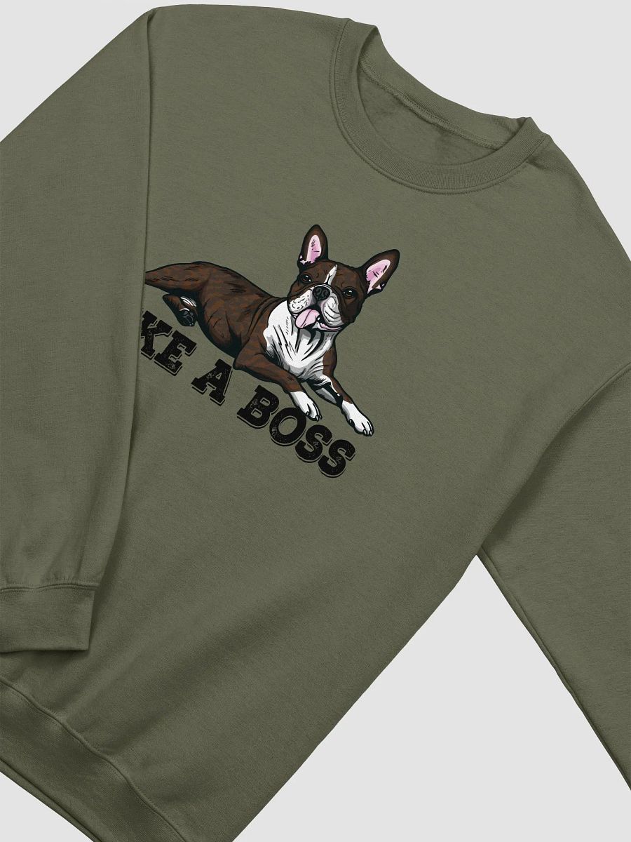 Like a Boss Sweatshirt of a Boston Terrier(Brindle) | Funny Shirt for Bostie Paw-rents product image (16)