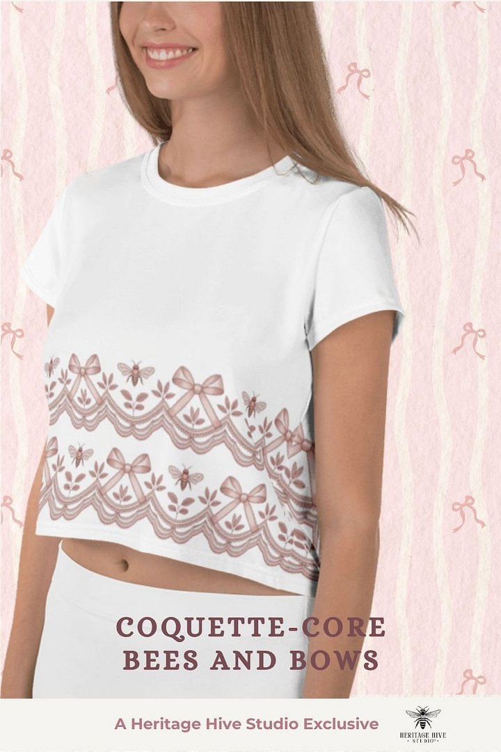 Bees and Bows Coquette Crop Top | Blush Pink Lace (look) Detail product image (1)