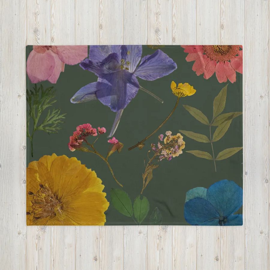 Floral Throw Blanket_Green product image (16)
