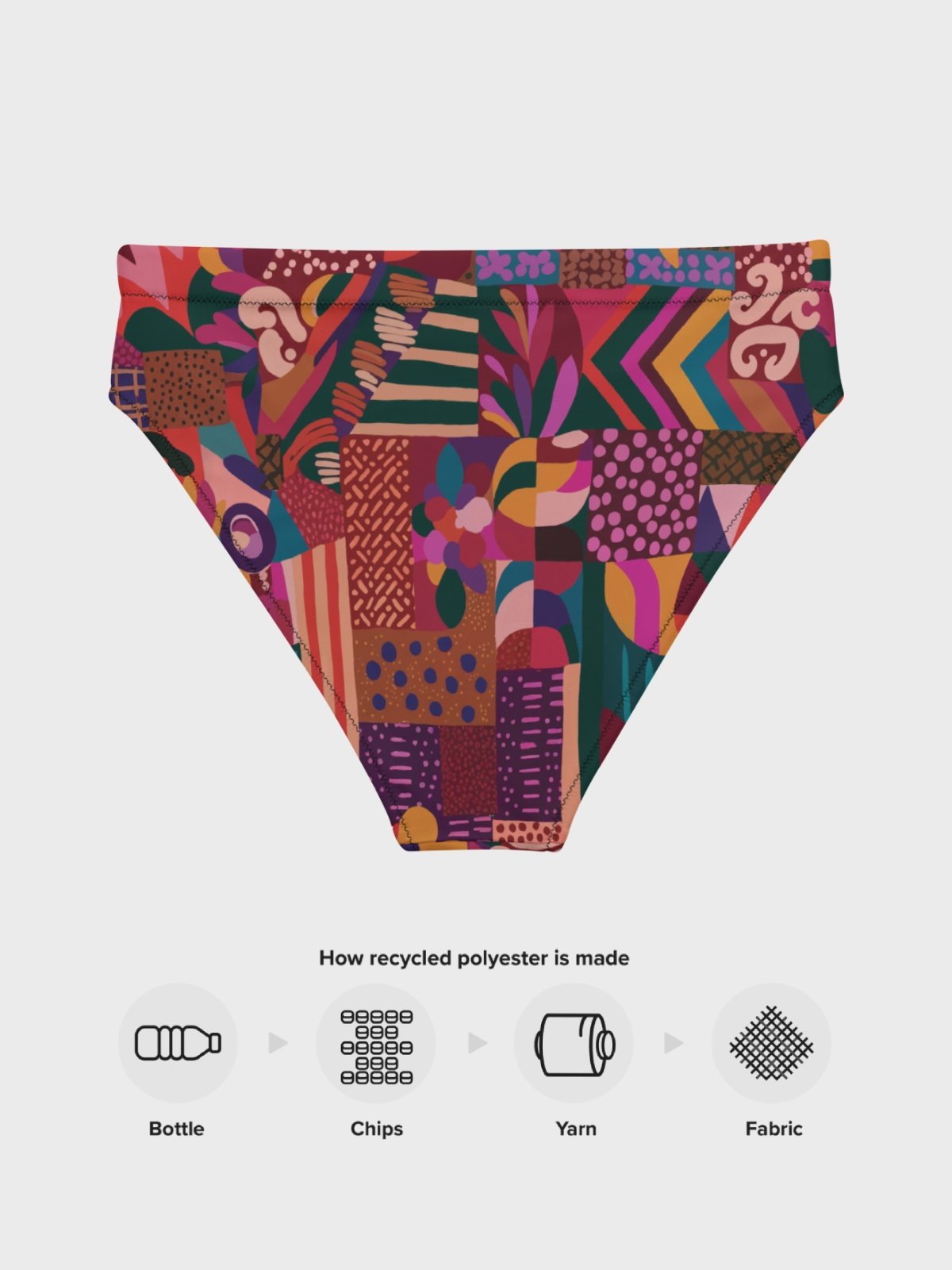 High-Waisted Bikini Bottom "Abstract African Ethnic Pattern" product image (10)