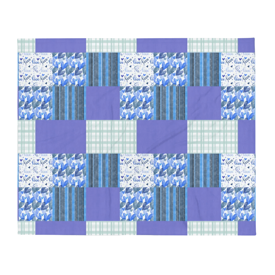 Patchwork Throw Blanket – Serene Blue Harmony product image (7)