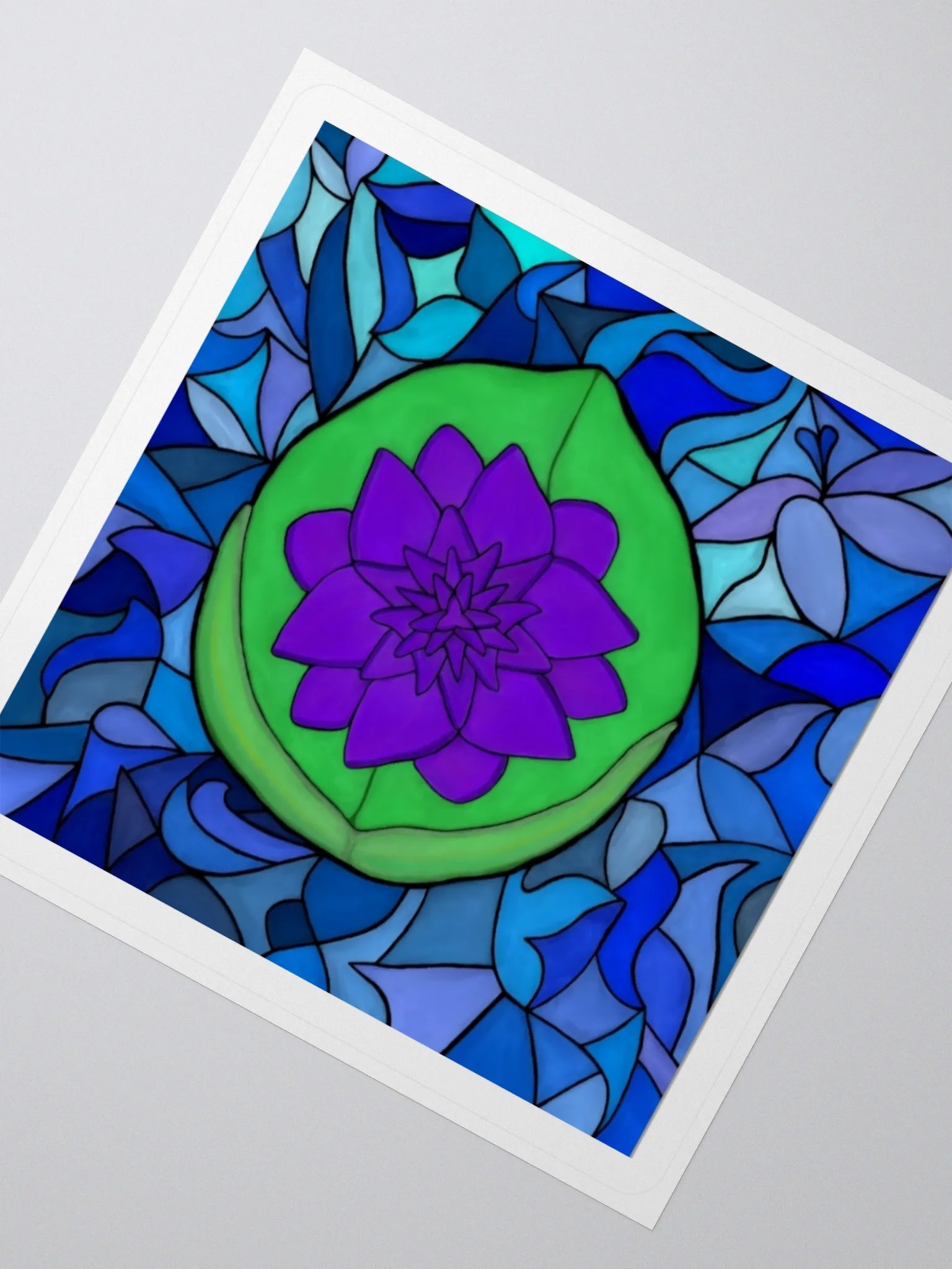 Purplish Blue Blooming Lilypad Kiss Cut Stickers product image (4)