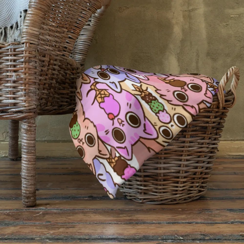 Whimsical Ice Cream Cat Party Throw Blanket product image (10)