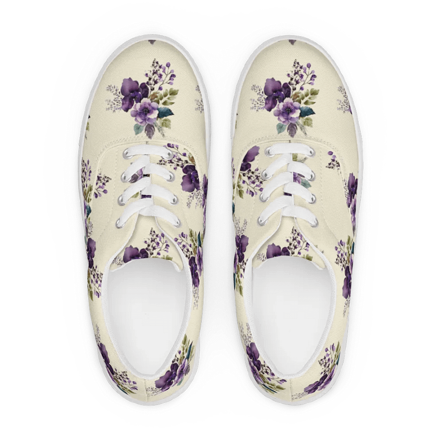Women's Lace-Up Canvas Shoes - Purple Floral Design product image (11)