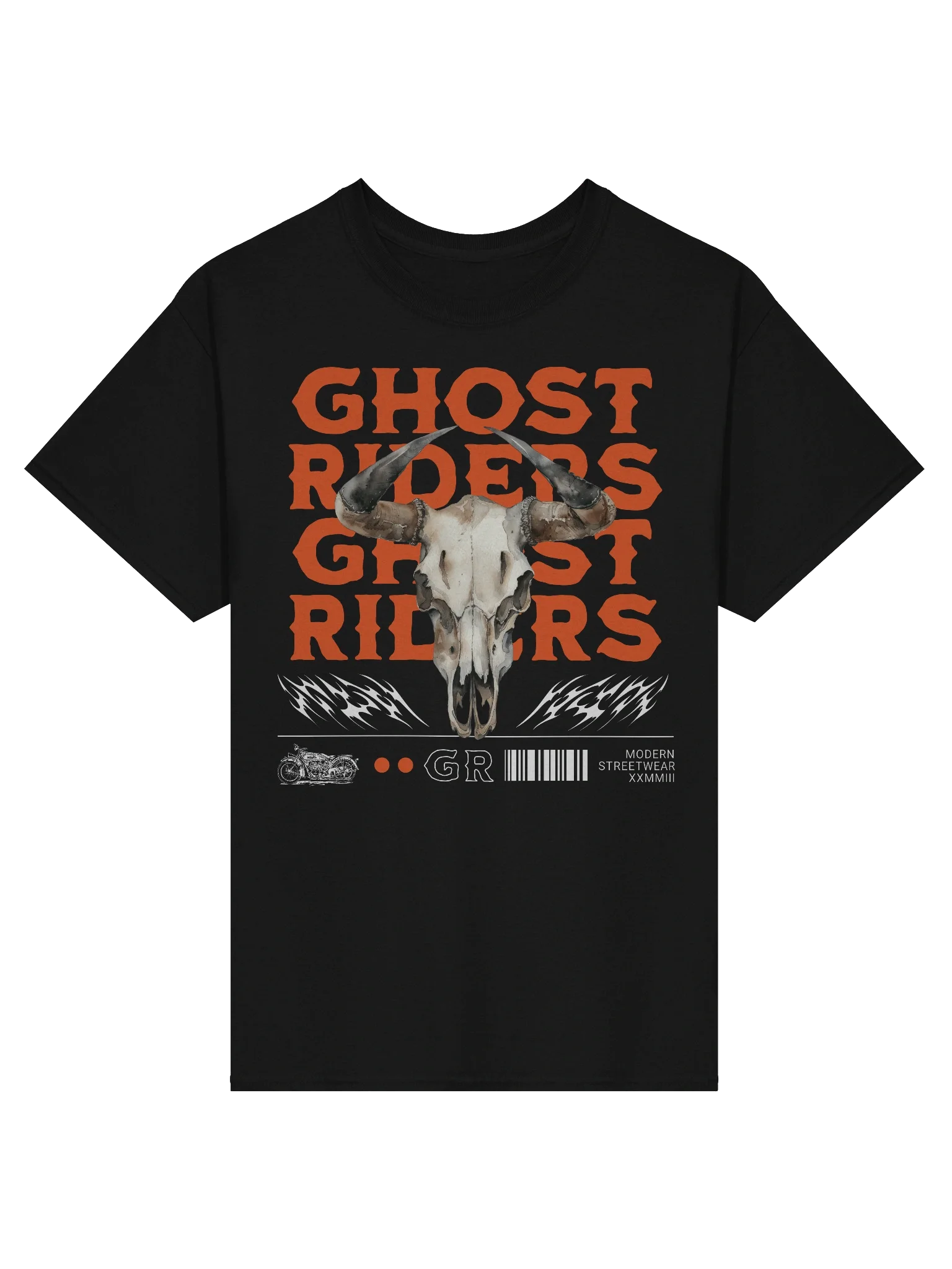 Unique Ghost Riders Horn Skull T-Shirt for Motorcycle Wear product image (1)