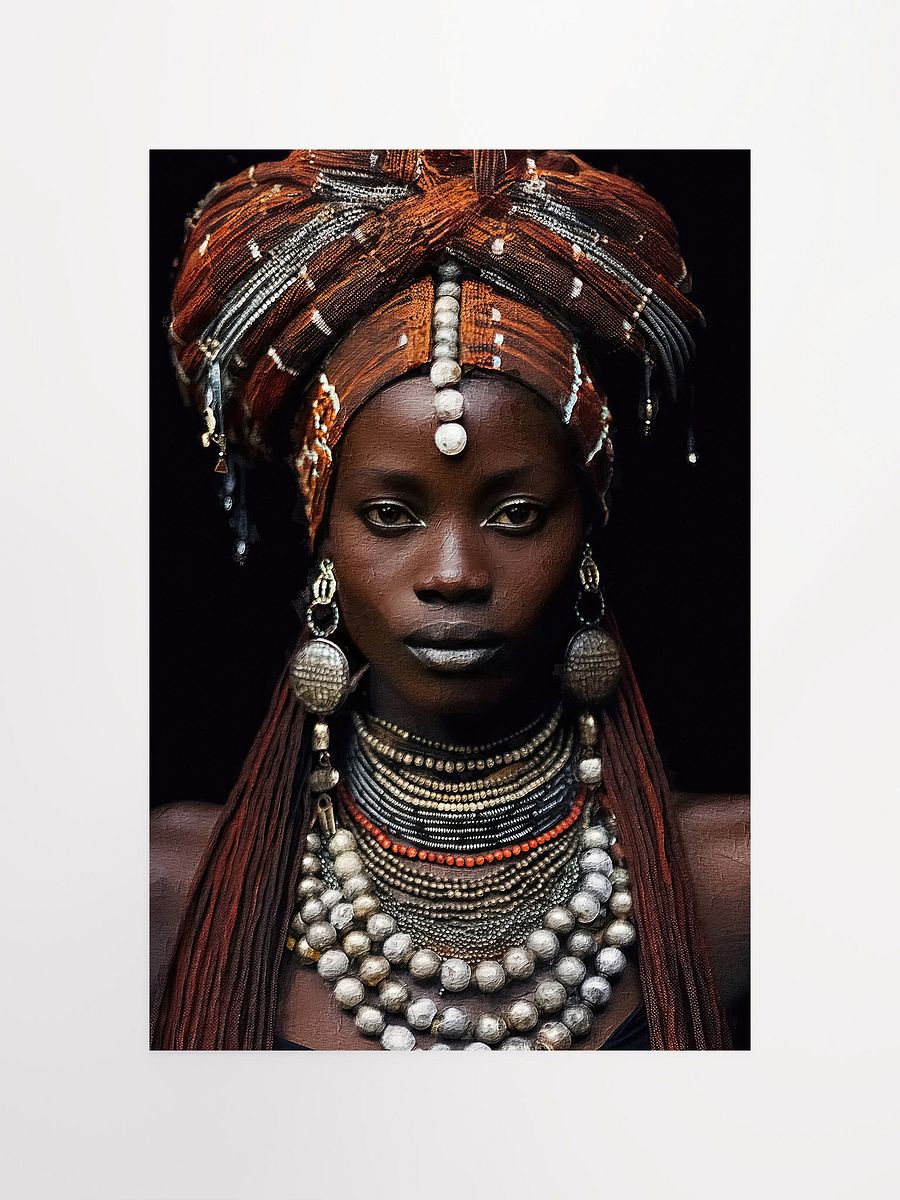 African Woman in Traditional Head Dress, Bronze & Silver Jewelry Poster Print, Unframed product image (1)