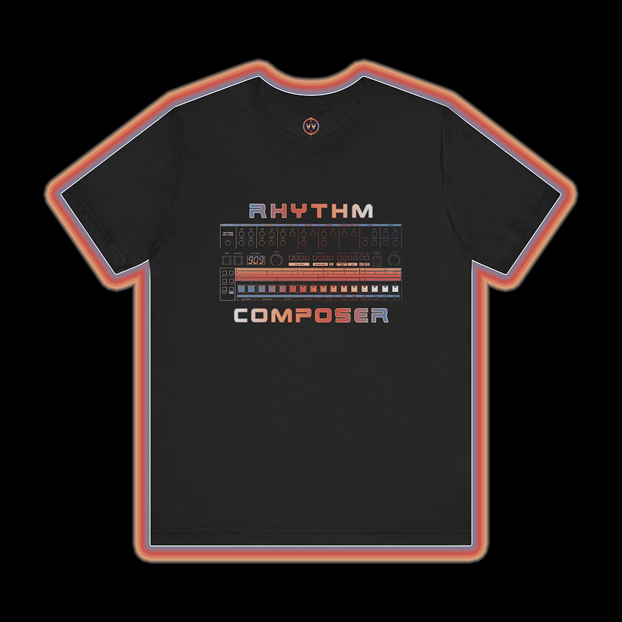 909 T-Shirt "Rhythm Composer" Roland TR-909 (Vintage Drum Machine) COLOUR PRINT A product image (1)