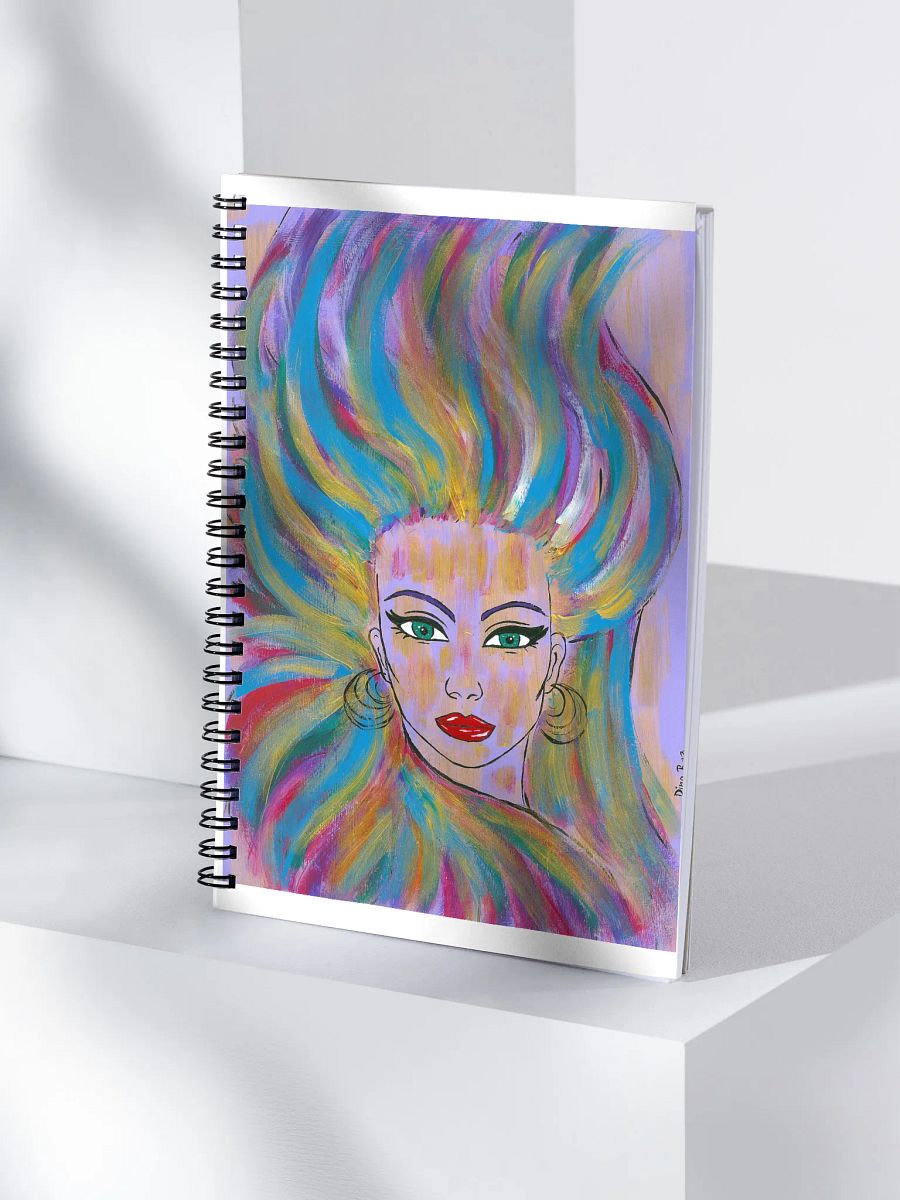 Girl with the colorful hair (art by Dina R.) acrylic painting picture - Spiral Notebook product image (4)