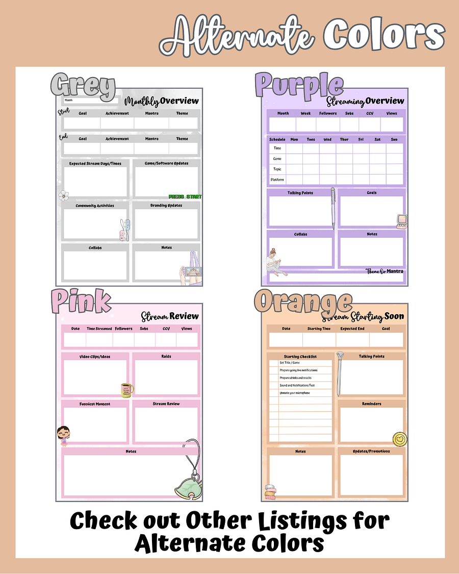 Orange Streaming Planner Printable product image (5)