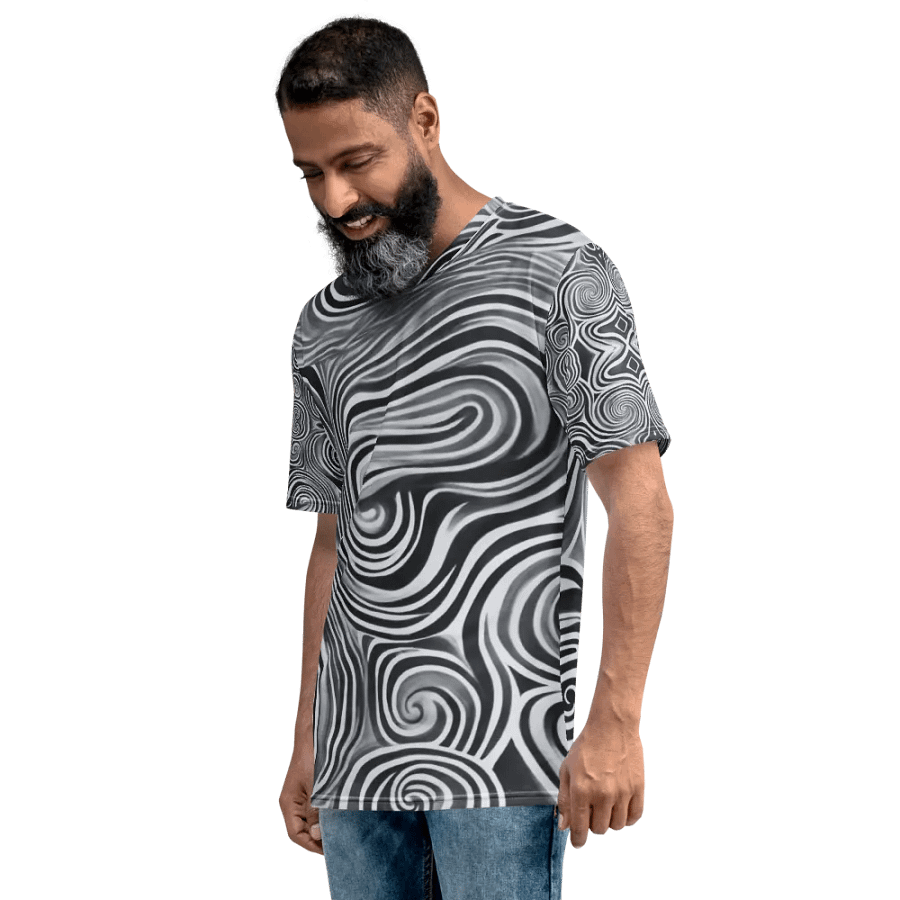 Funky Black and White Noir Liquid Tie-Dye Men's T-shirt product image (7)