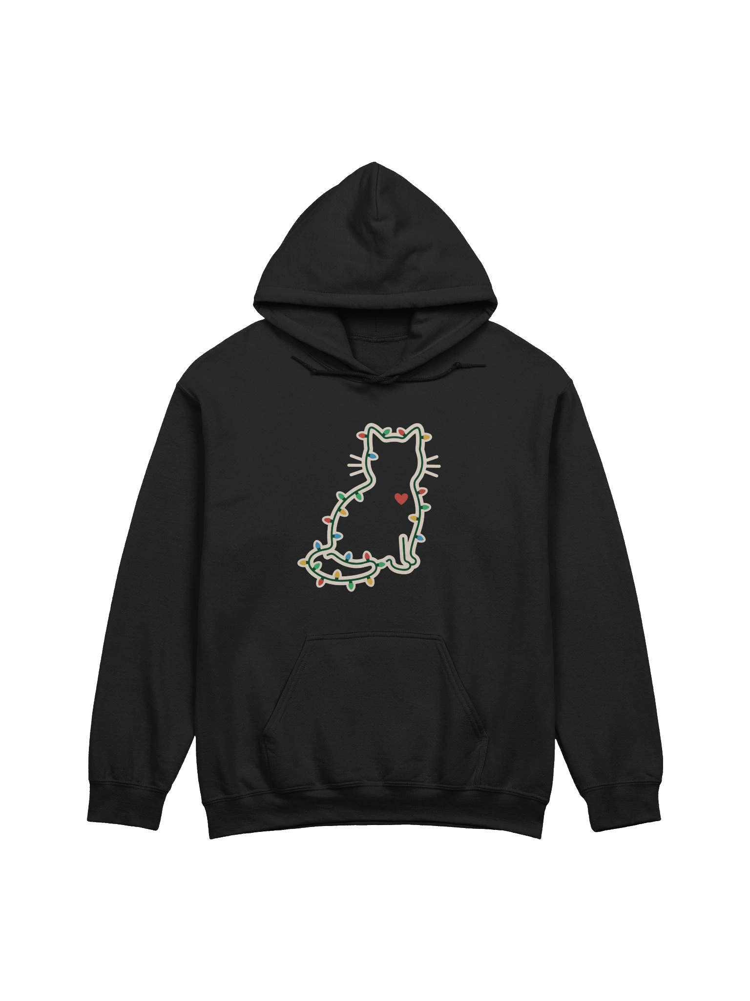 Lights & Whiskers — Minimal Cat Christmas Hoodie product image (1)