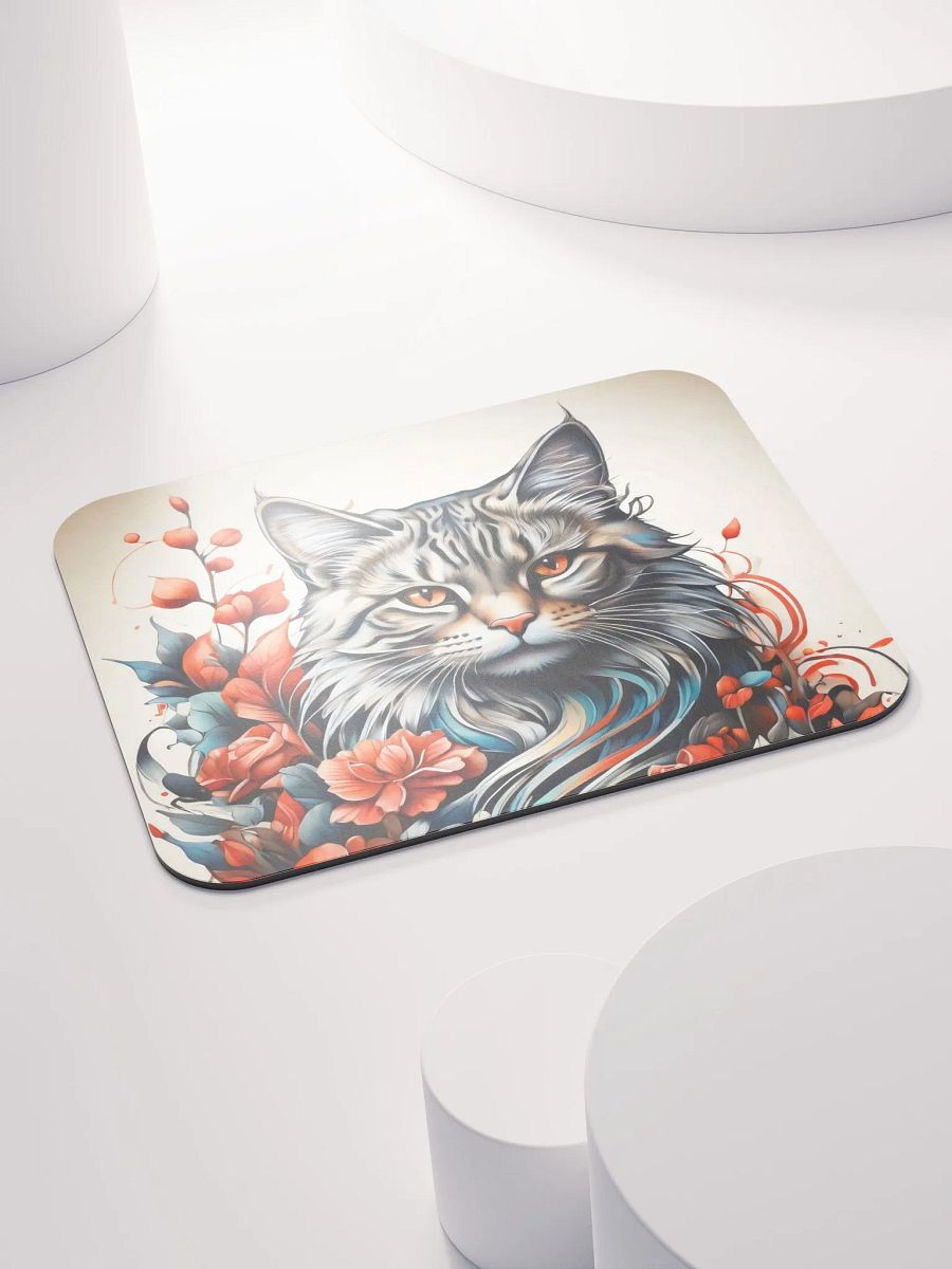 Cat with Fiery Florals Mouse Pad product image (5)