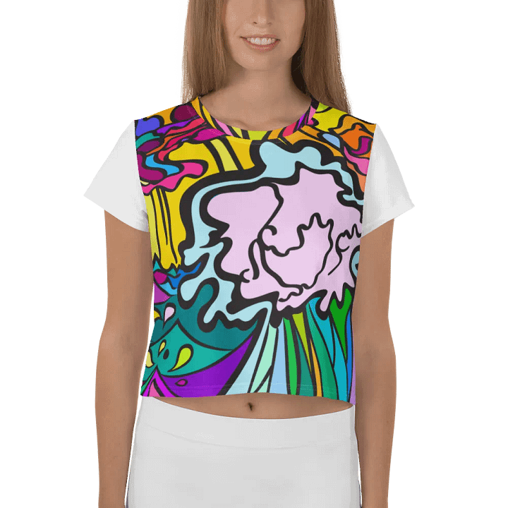 Vibrant Swirls All-Over Crop Tee - Wave at Sunset product image (1)