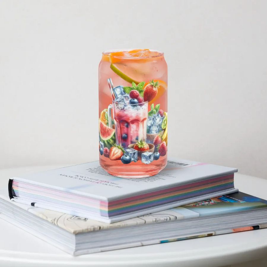 Fruit juice with fruit slice mixed water affect, design_05-Can-Shaped Glass product image (4)