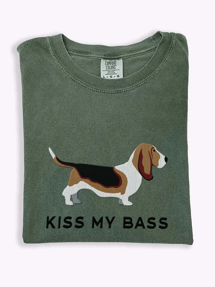 Kiss My Bass T-Shirt(Embroidered) of a Basset Hound product image (1)