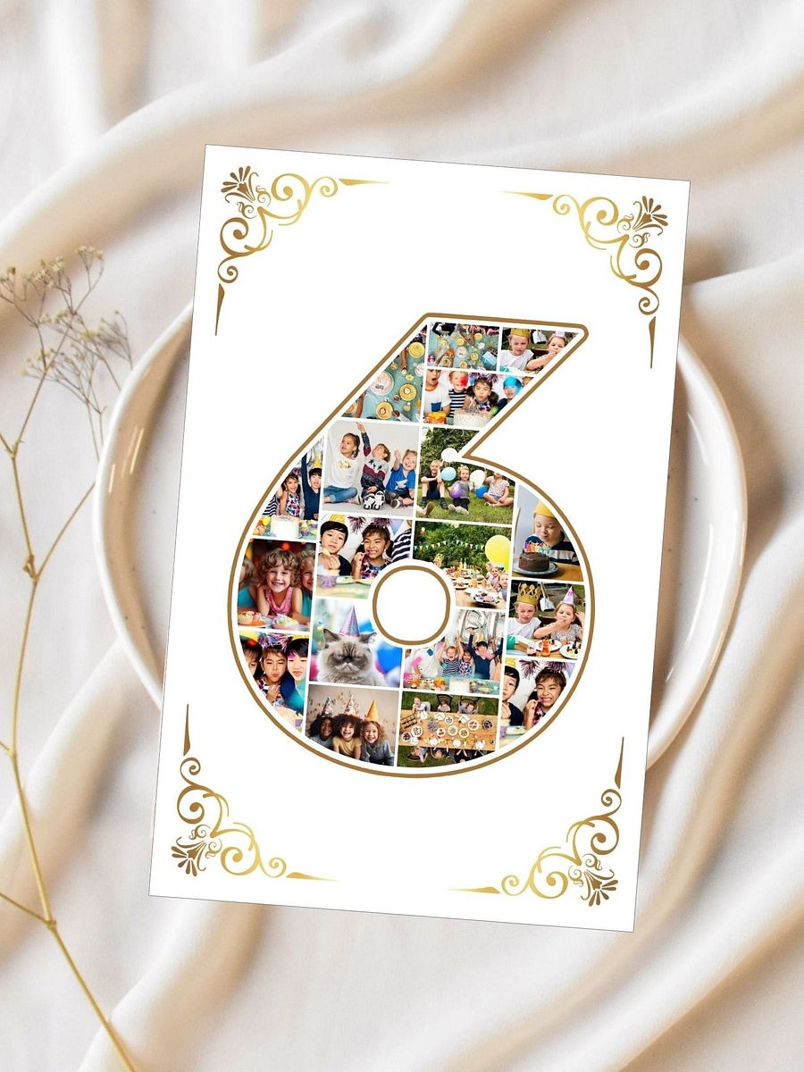 Six Year Celebration Card Photo Collage Canva Template product image (3)