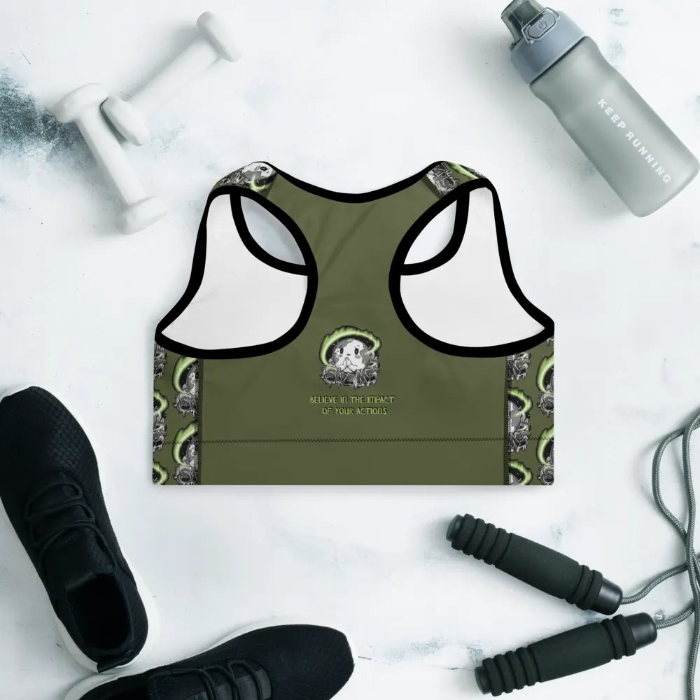 Save Me: A Plea from Planet Earth All-Over Print Padded Saratoga Sports Bra 🌍 product image (9)
