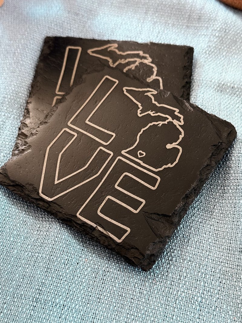 Michigan Love Slate Coasters (single coaster) - Because Your Drink Deserves a Mitten Hug!