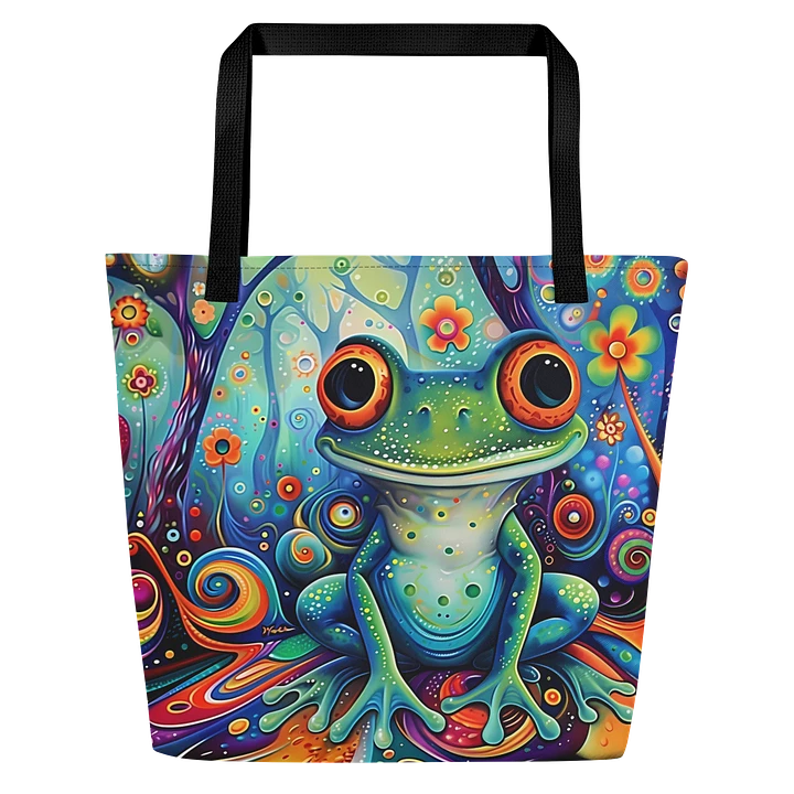 Tote Bag: Psychedelic Frog Enchanted Forest Colorful Playful Design product image (1)