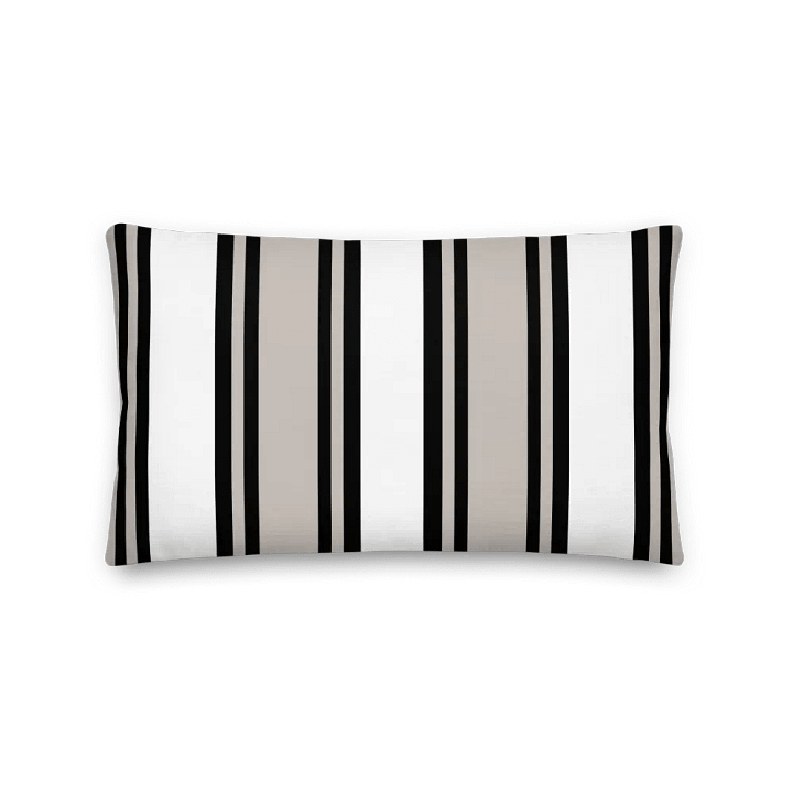 Chic Striped BLACK BEIGE Premium Pillow - Kissen gestreift Schwarz Beige product image (1)