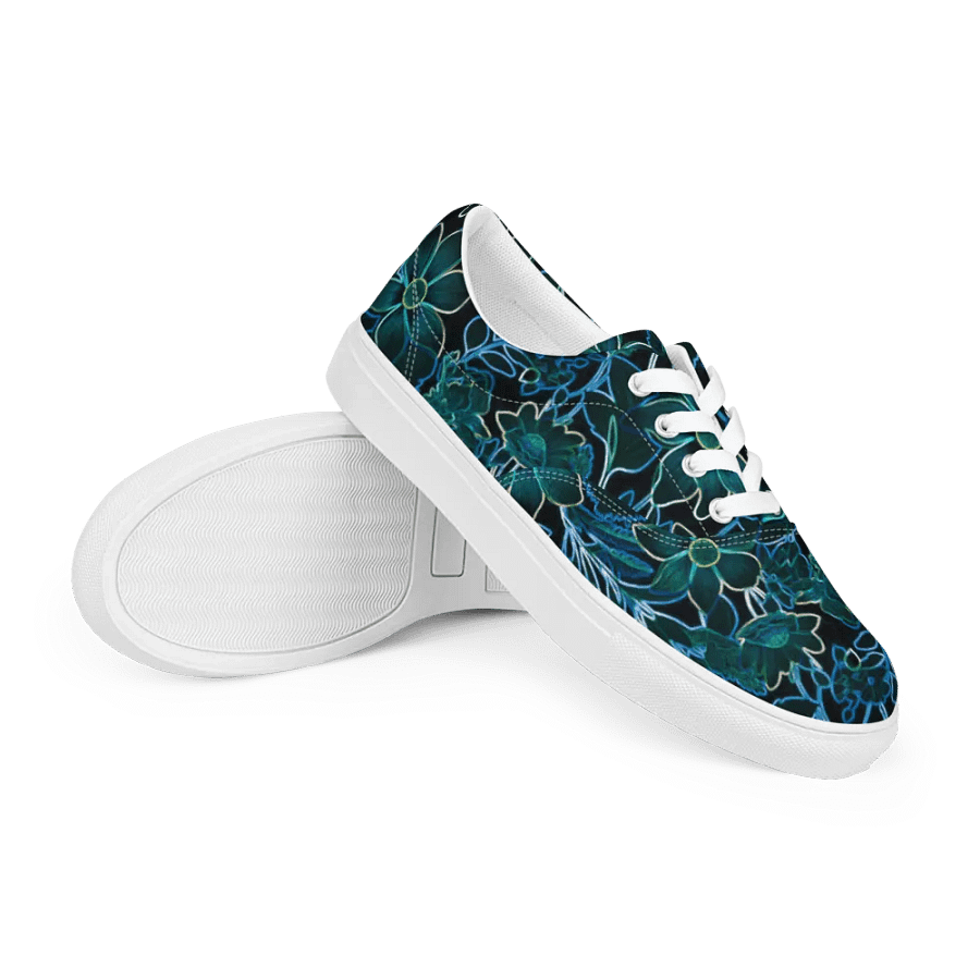Trippy Floral Teal /Women's Lace-Up Canvas Shoes by Allcolor product image (10)
