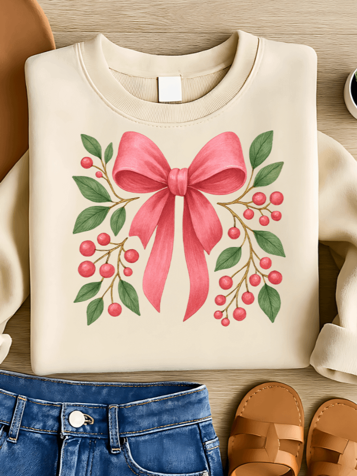 Christmas Coquette Bow Winter Sublimation PNG – Elegant Holiday Ribbon Clipart for T-Shirts – Festive & Charming Design – 300 DPI Instant Digital Download product image (1)