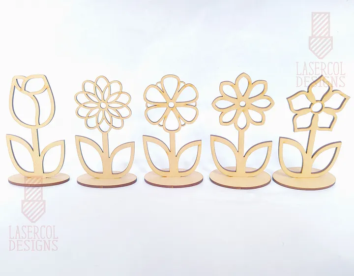 Flowers - Set 4 - (Two Sizes, Five Styles) - Laser Cut Files product image (2)