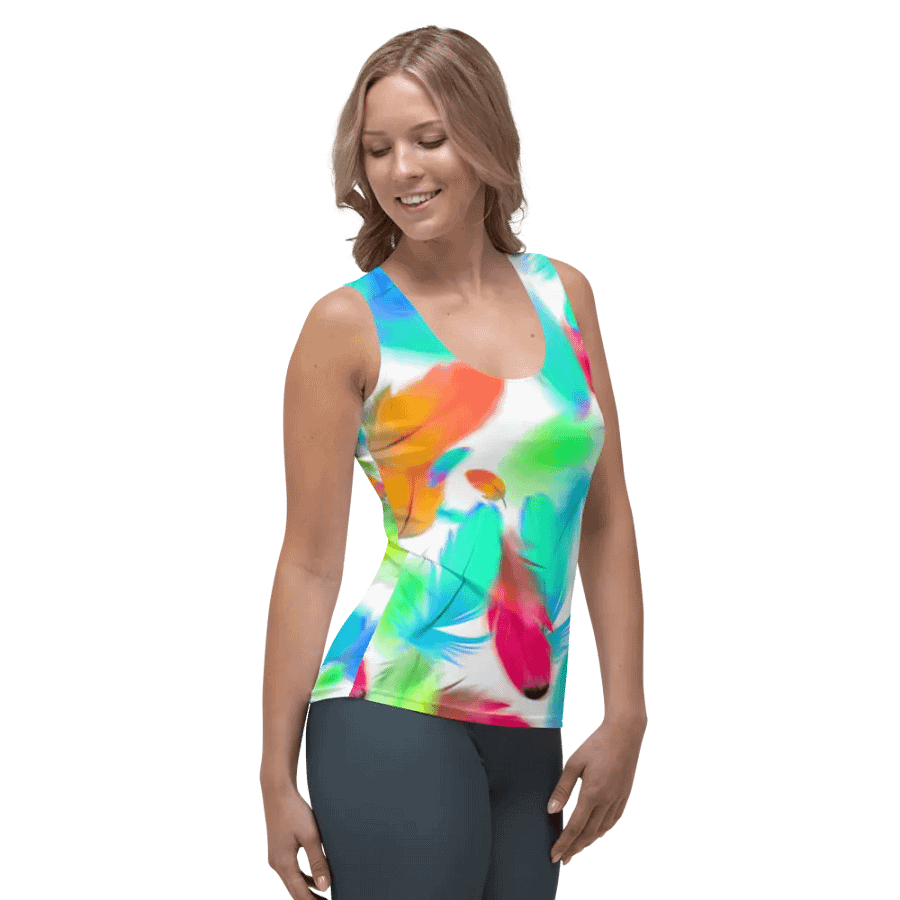 Colorful Feather Pattern Design Tank Top - v3 product image (4)