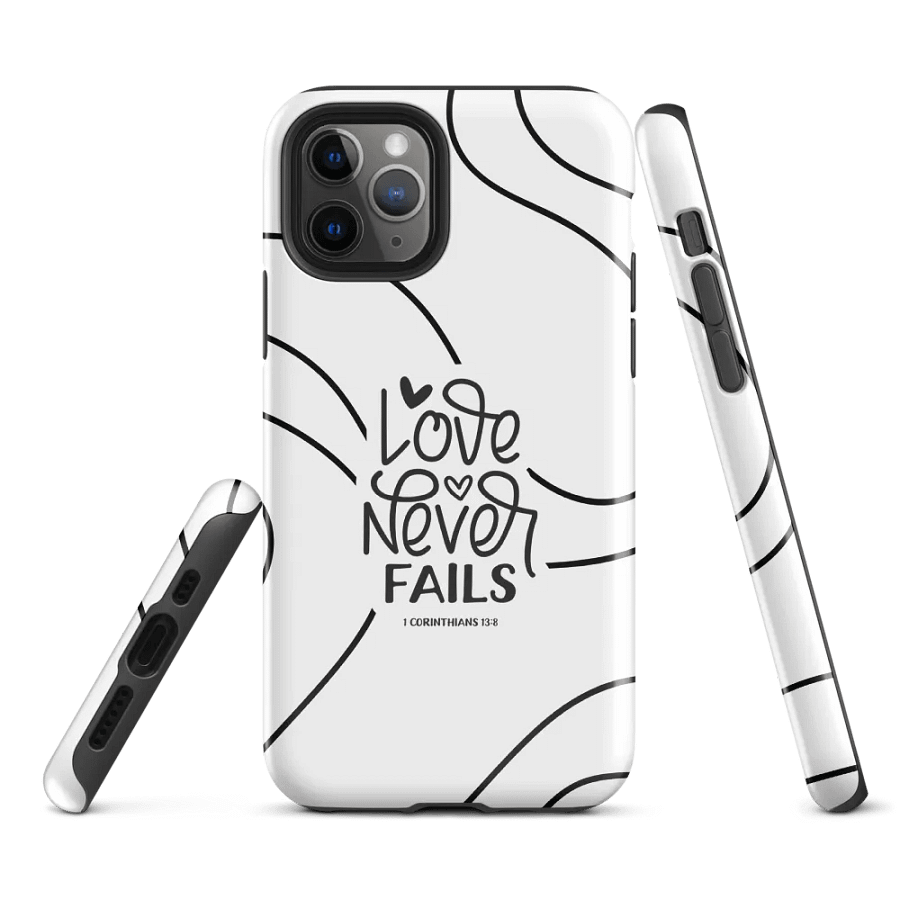 'Love Never Fails' Black Swirls iPhone® Tough Case product image (2)