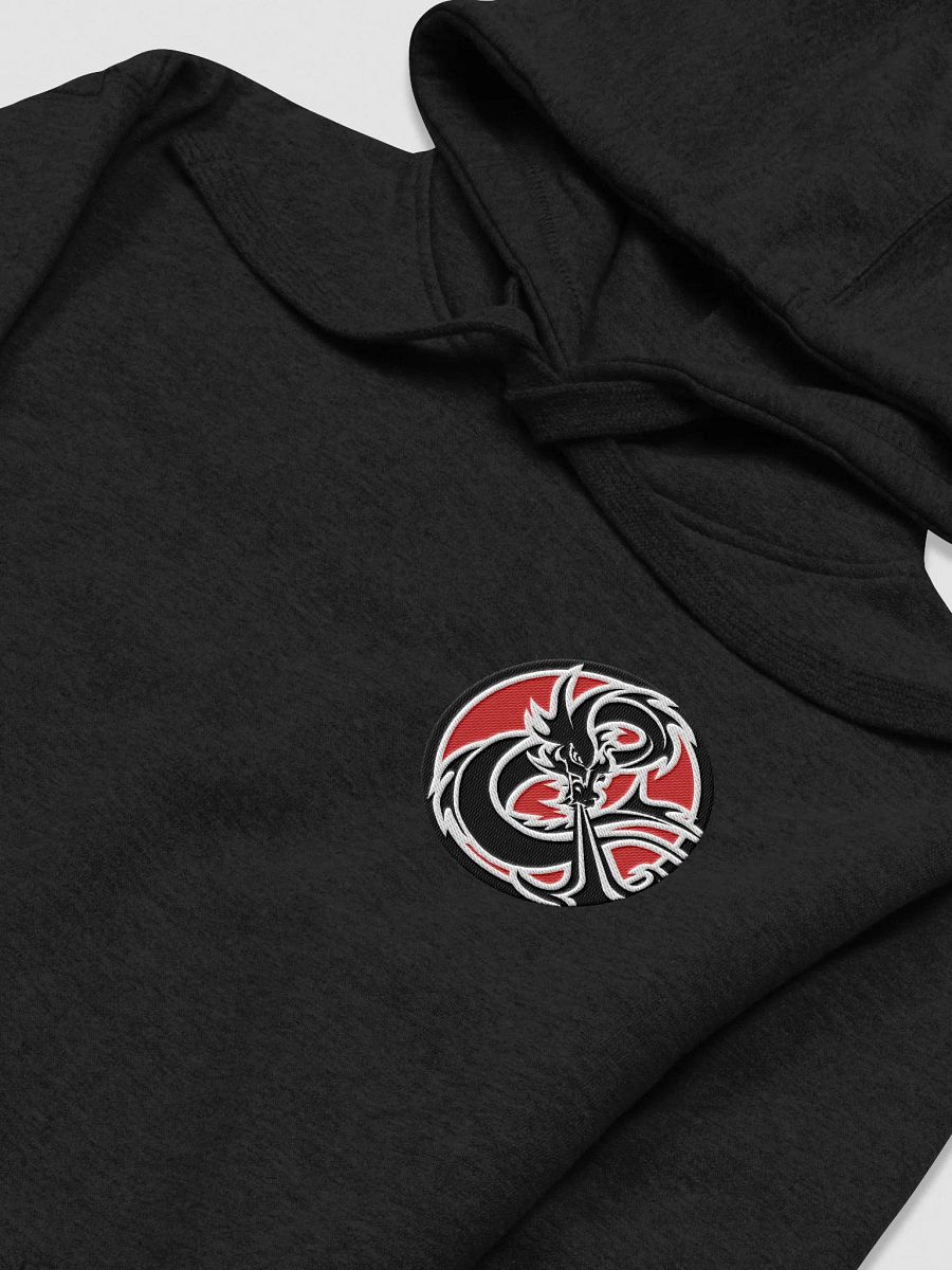 ELFSAR Unisex Premium HOODIE Round Logo Black & White on Red product image (3)