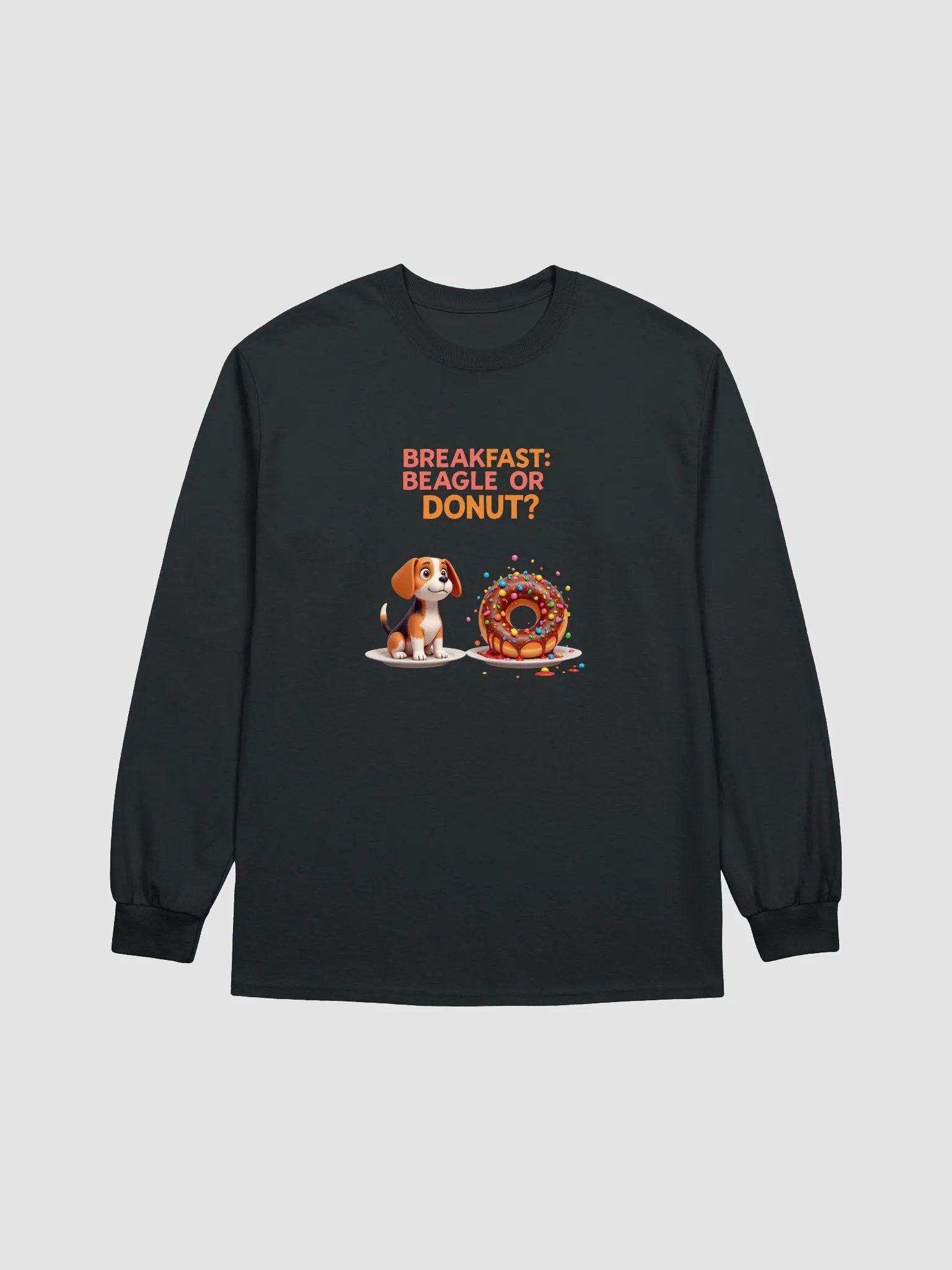Beagle vs Donut Cartoon Long Sleeve Tee product image (12)