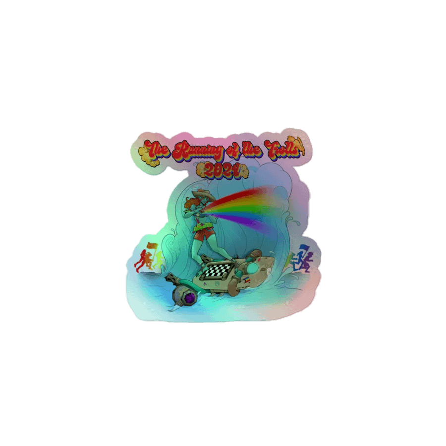 Running of the Trolls Rainbow Holographic Sticker product image (1)