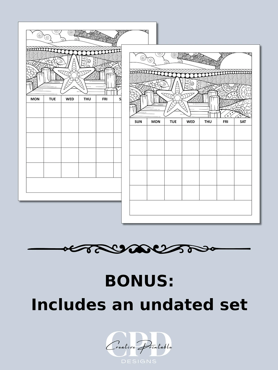 Printable 2024 Monthly Calendar With Coloring Pictures product image (5)