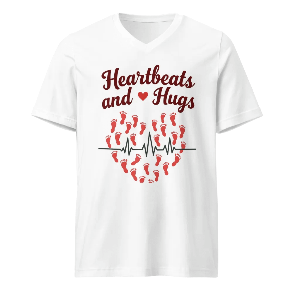 EKG Heartbeats and Hugs V-Neck Tee product image (1)