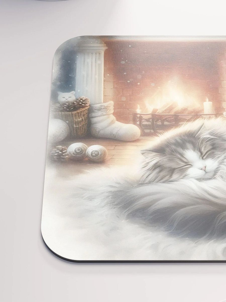 Christmas Cat by the Fireplace Mouse Pad product image (7)