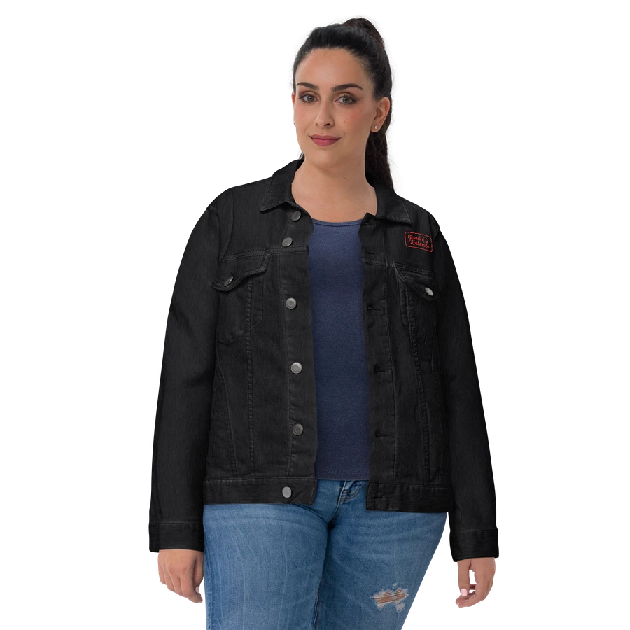 Good Listener Logo Embroidered Jean Jacket - Black and Red product image (23)