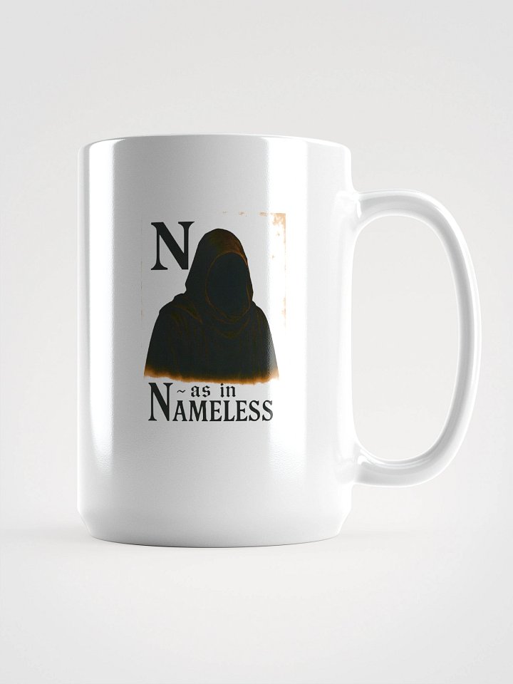 N as in nameless white glossy mug by dark alphabet product image (1)