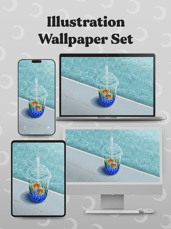 Goldfish boba tea 🌙 Illustration wallpapers product image (2)
