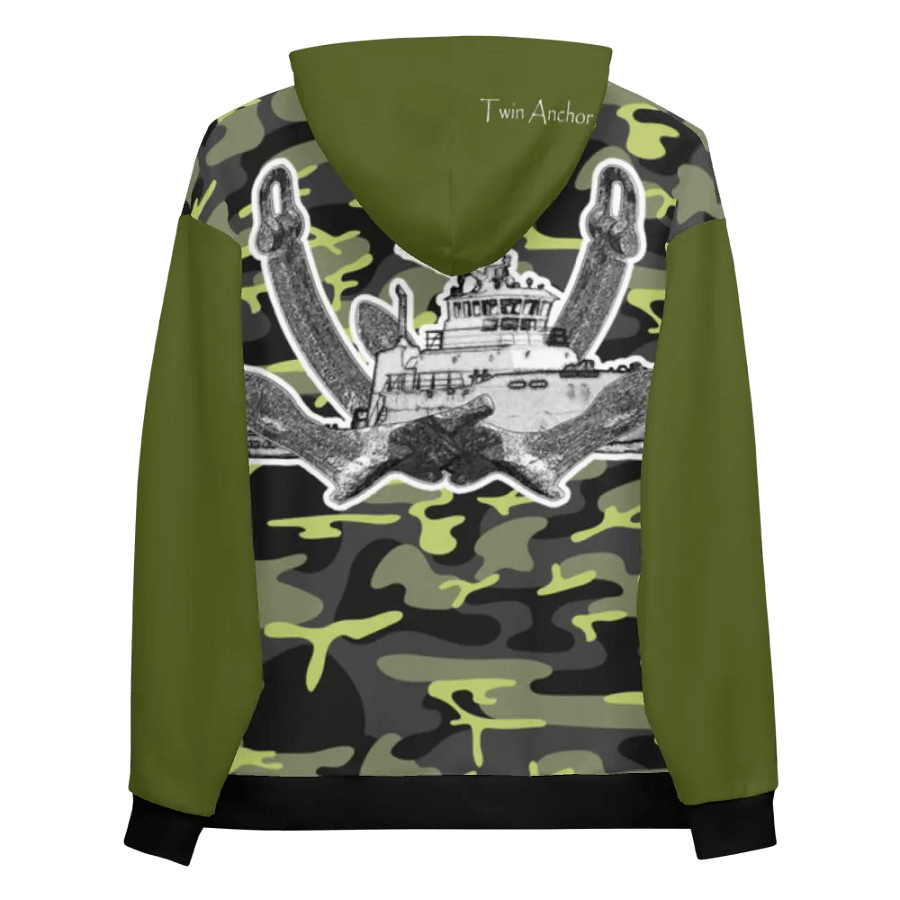 Green & Camouflage Twin Anchor Titan tug Hoodie product image (10)