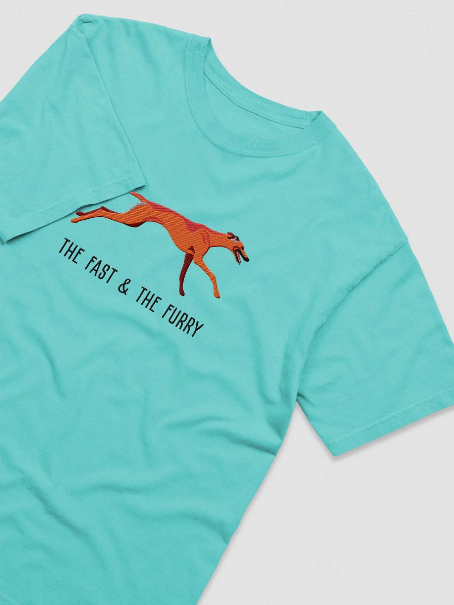 The Fast & The Furry T-Shirt(Embroidered) of a Greyhound(Red) product image (6)