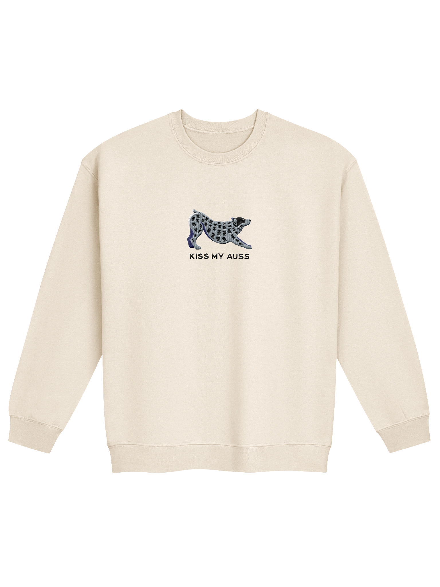 Kiss My Auss Sweatshirt (Embroidered) of an Australian Cattle Dog(Blue Heeler, Docked Tail) product image (21)