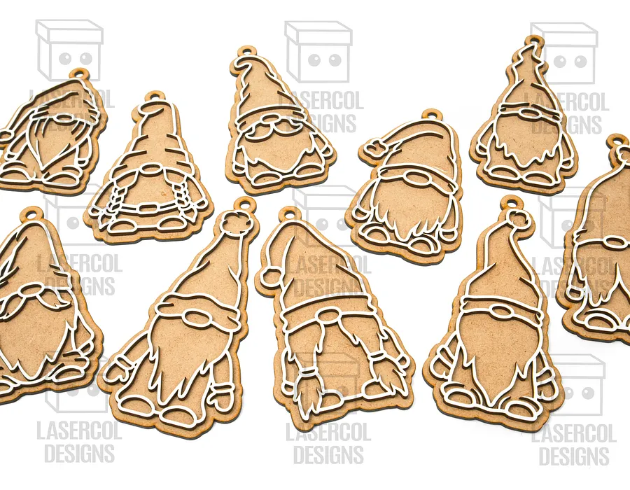 Gingerbread Gnomes Christmas Ornaments (10 Styles) - Laser Cut Files product image (10)
