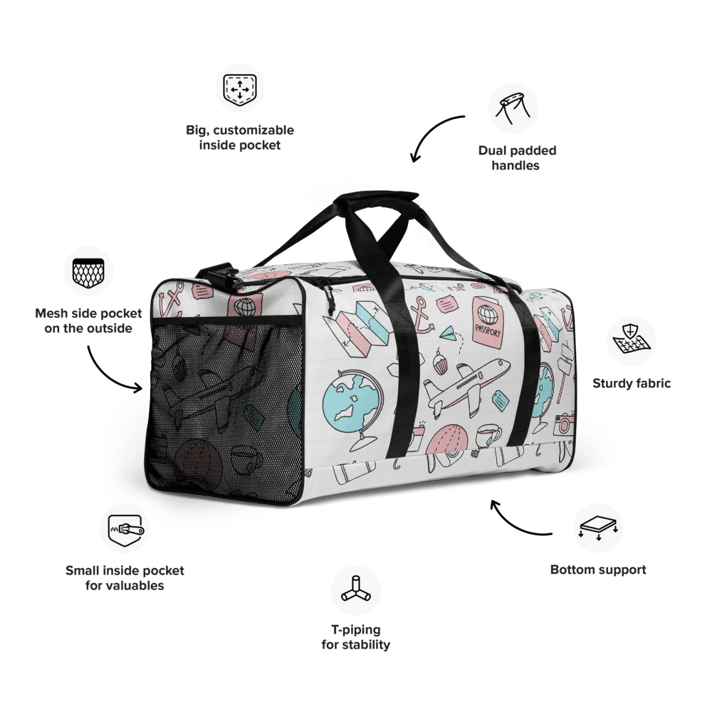 Travel Icons Canvas Duffle Bag product image (5)