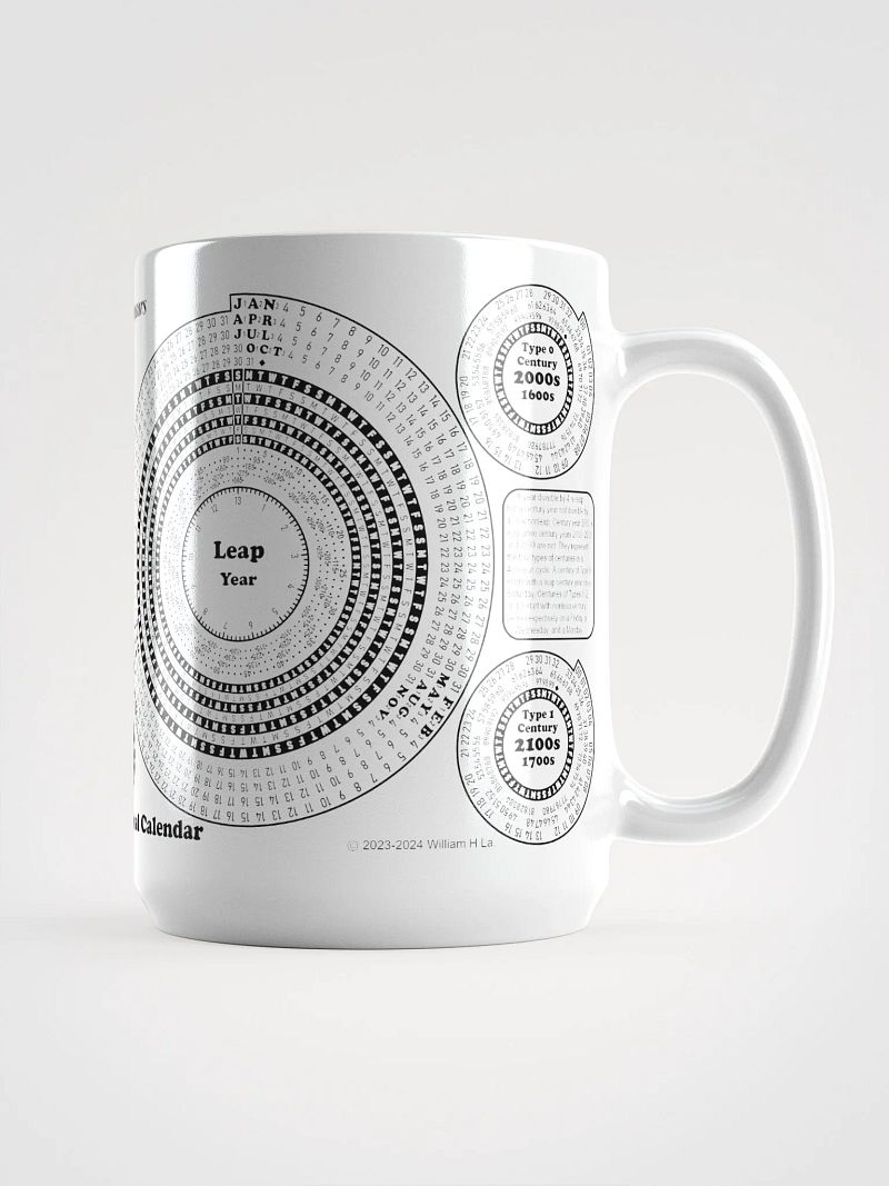 Spiriform Perpetual Calendar 15oz White Ceramic Mug